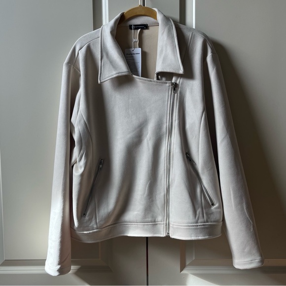 PrettyGarden Jackets & Blazers - NEW cream-colored faux-suede moto jacket Vegan Jacket size XL